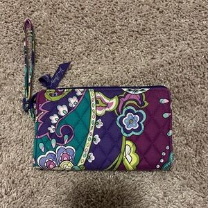 Vera Bradley Floral Wristlet in Purple and Green